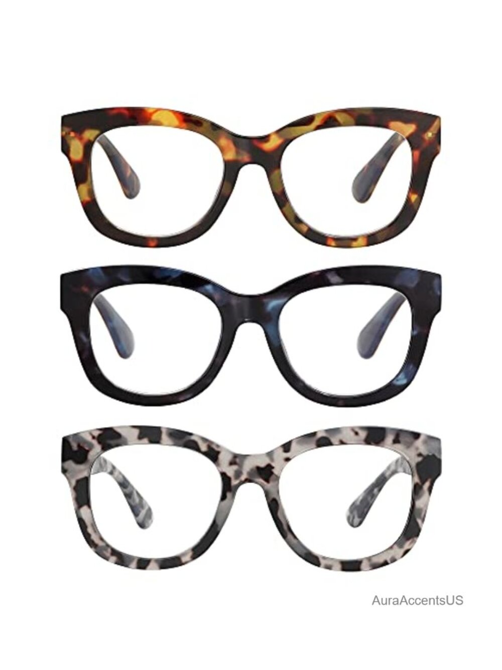 Retro Oversized Blue Light Blocking Reading Glasses for Women Spring Hinge
